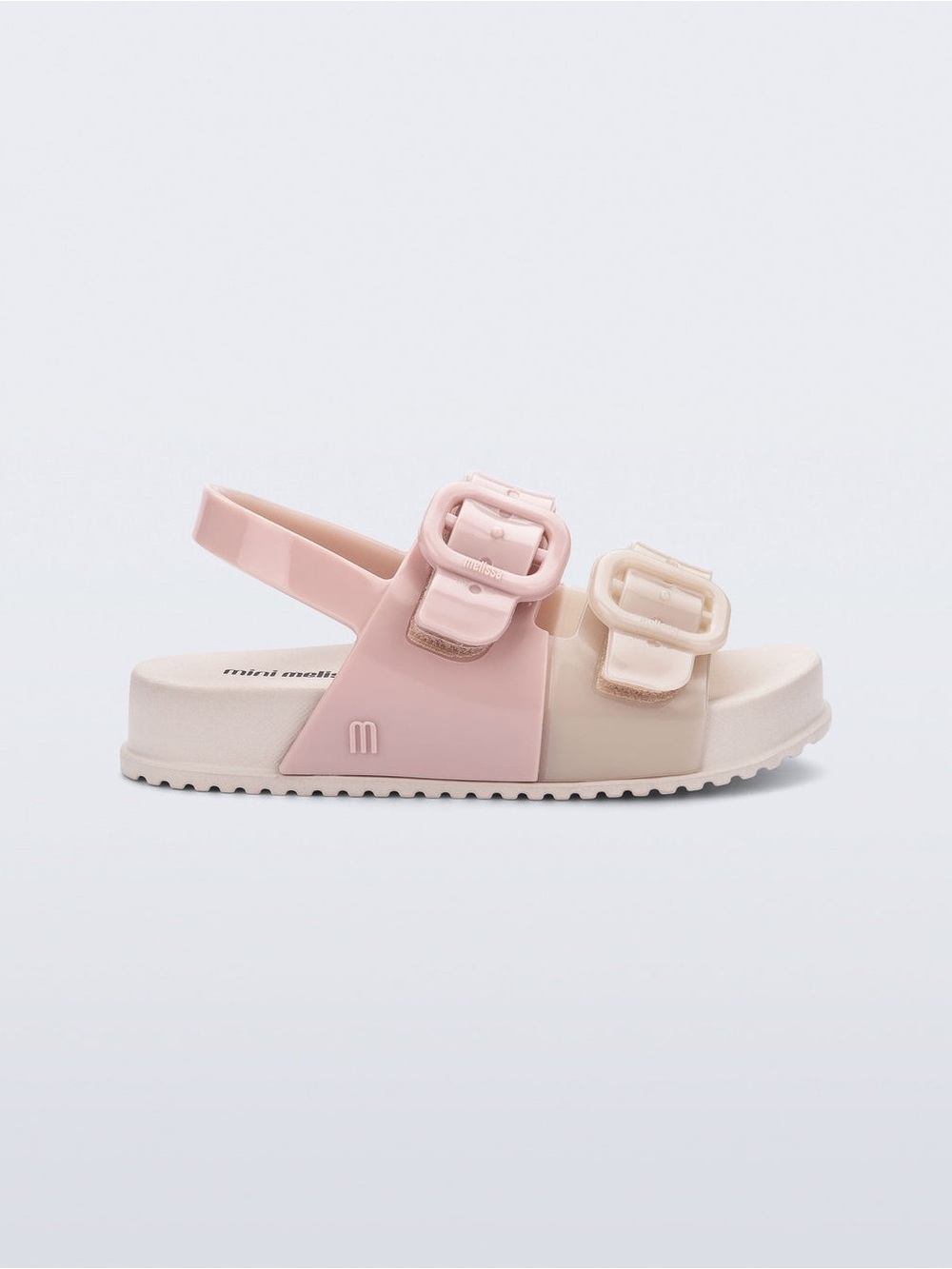 Mini Melissa Girls Pink and Cream Buckle Slingback Sandals size 7 Used